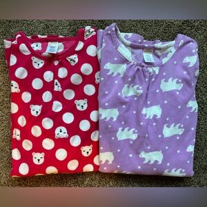 Two Gymboree fleece nightgowns with polar bear print, size L (10-12)
